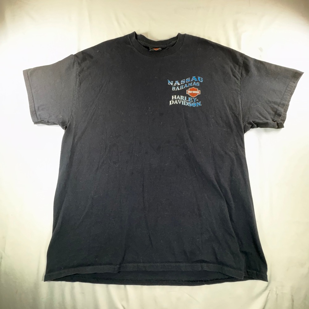 Harley Davidson Nassau Bahamas Graphic T-Shirt Black Mens XL Motorcycle Tee